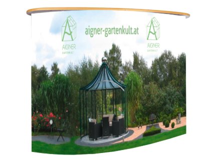 Bedruckte Messetheke für Aigner Gartenkult