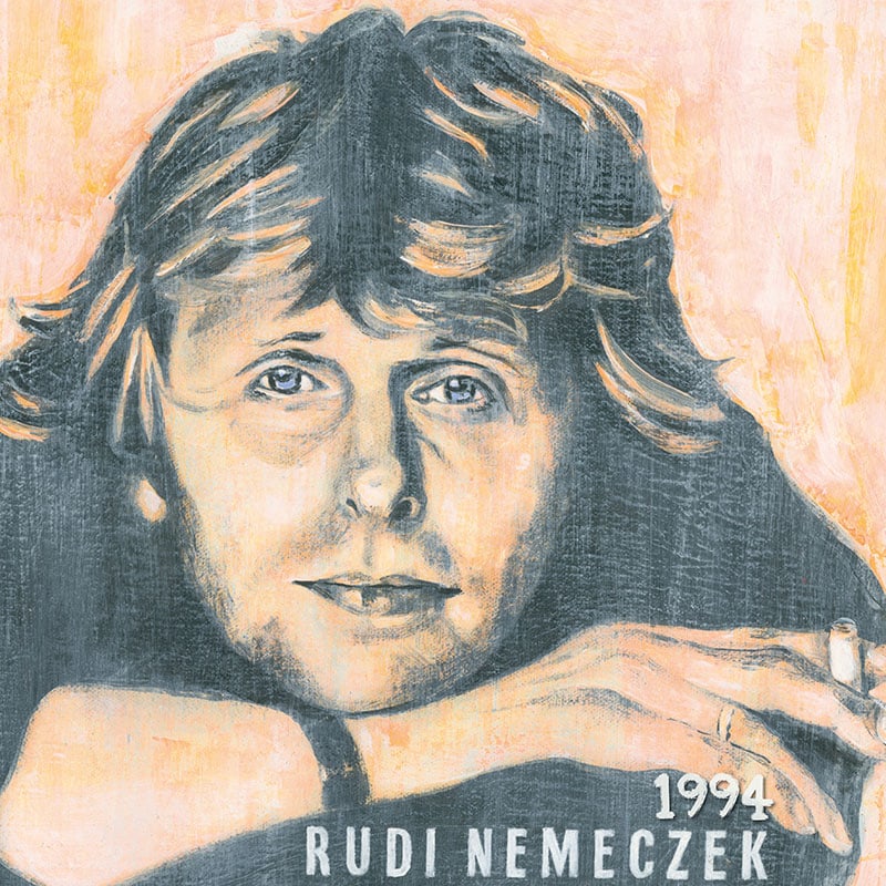 Plattencover „1994“ von Rudi Nemeczek mit gemaltem Porträt, Vorderseite