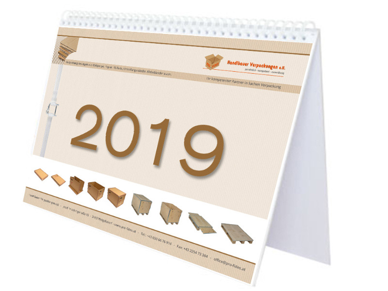 Gedruckter Tischkalender für Handlbauer Verpackungen